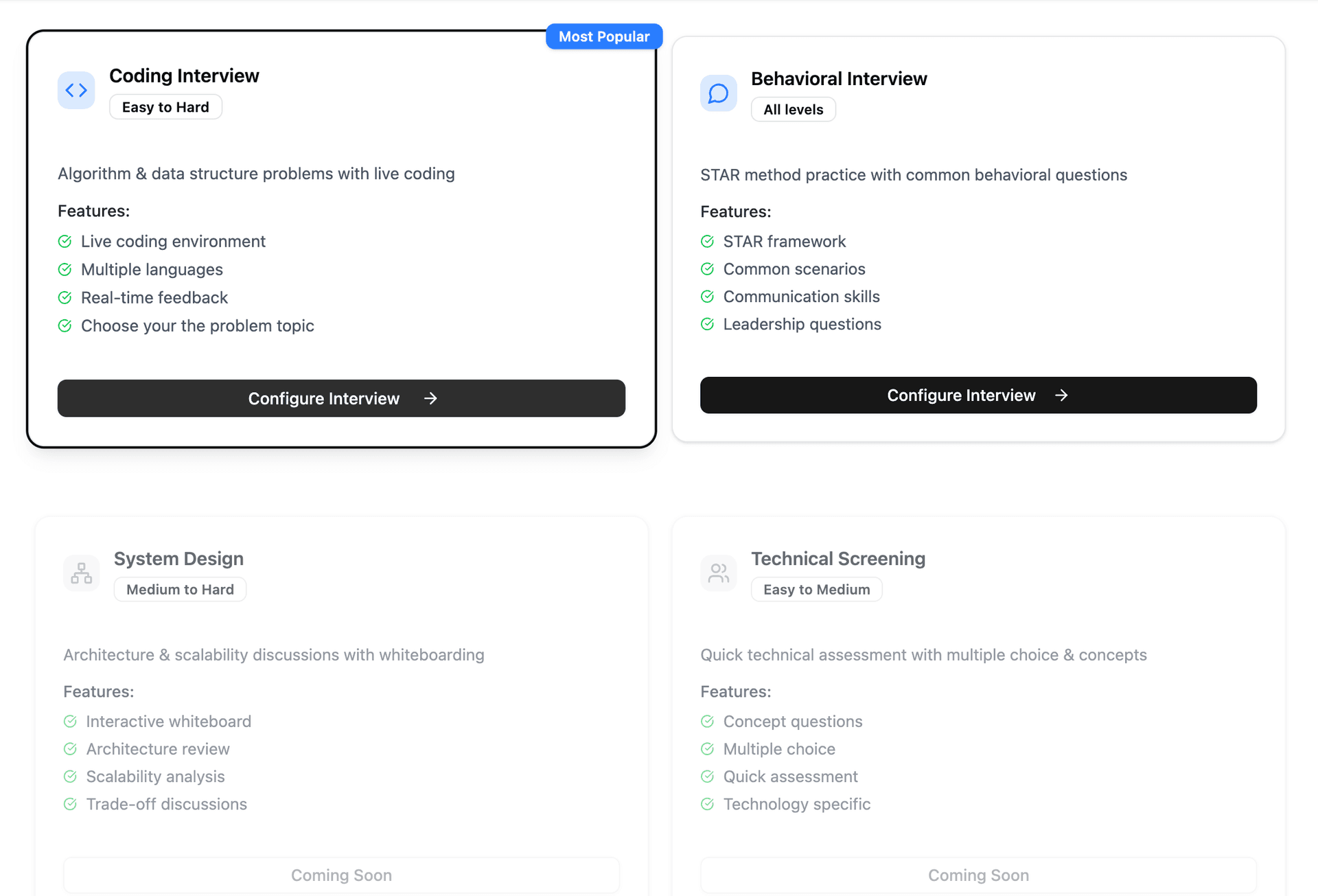 Interview Type Selection