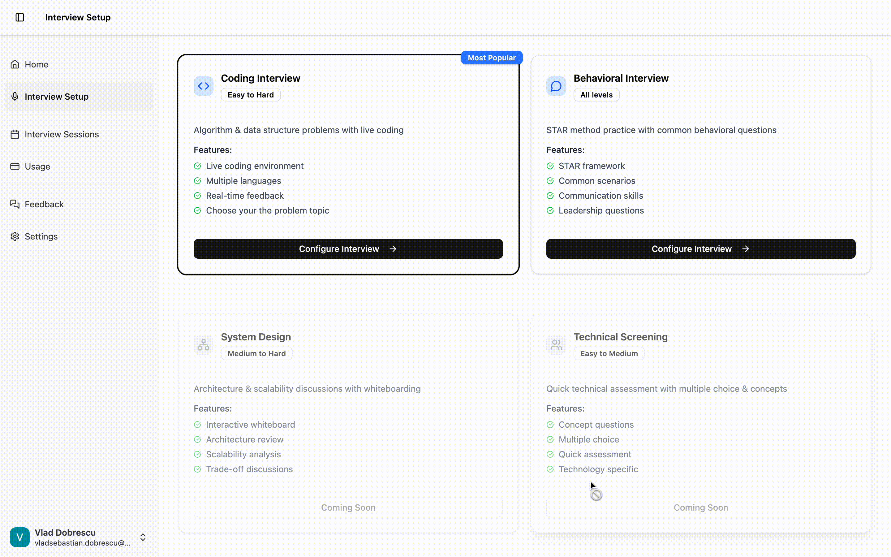 Behavioral Interview Setup Configuration